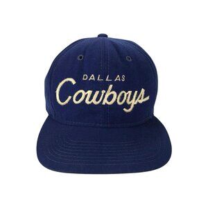SPORTS SPECIALTIES DALLAS COWBOYS SNAPBACK HAT WOOL BLUE SCRIPT LOGO 90s VINTAGE